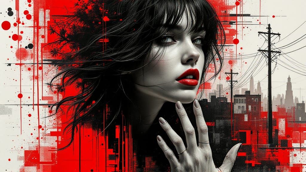 Urban Portrait in Fragmented Collage Style