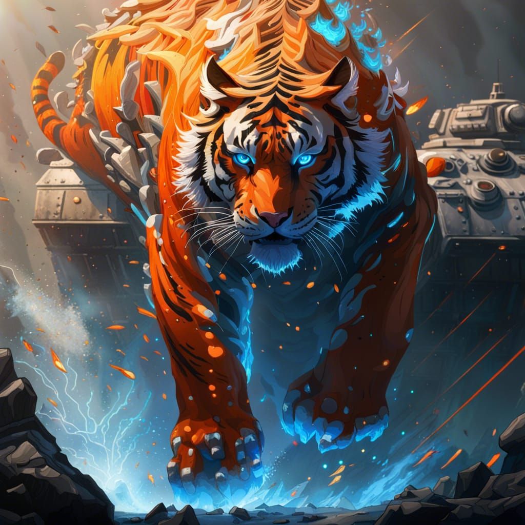 Tiger Stalking Tanks in Fantasy Concept Art