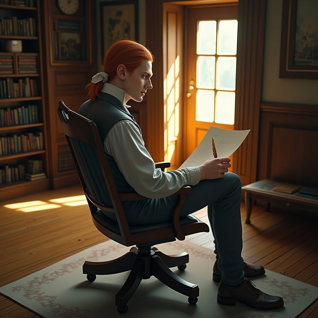 Colonial Gentleman in Antique Study