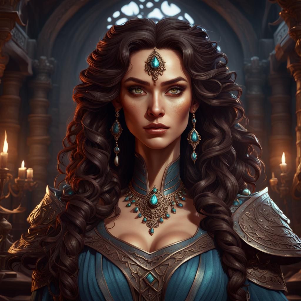 Fantasy Sorceress in Detailed Matte Painting Style