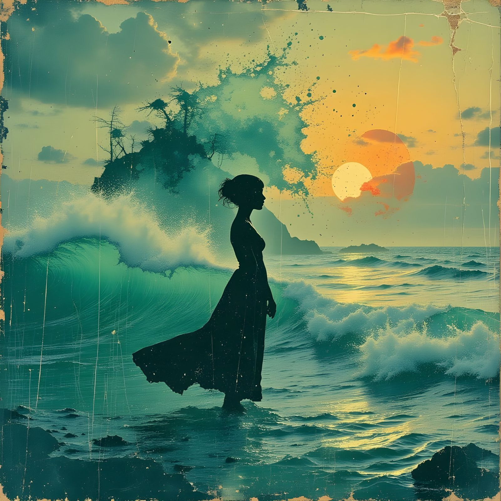 Dancing Woman Wave in a Turbulent Ocean