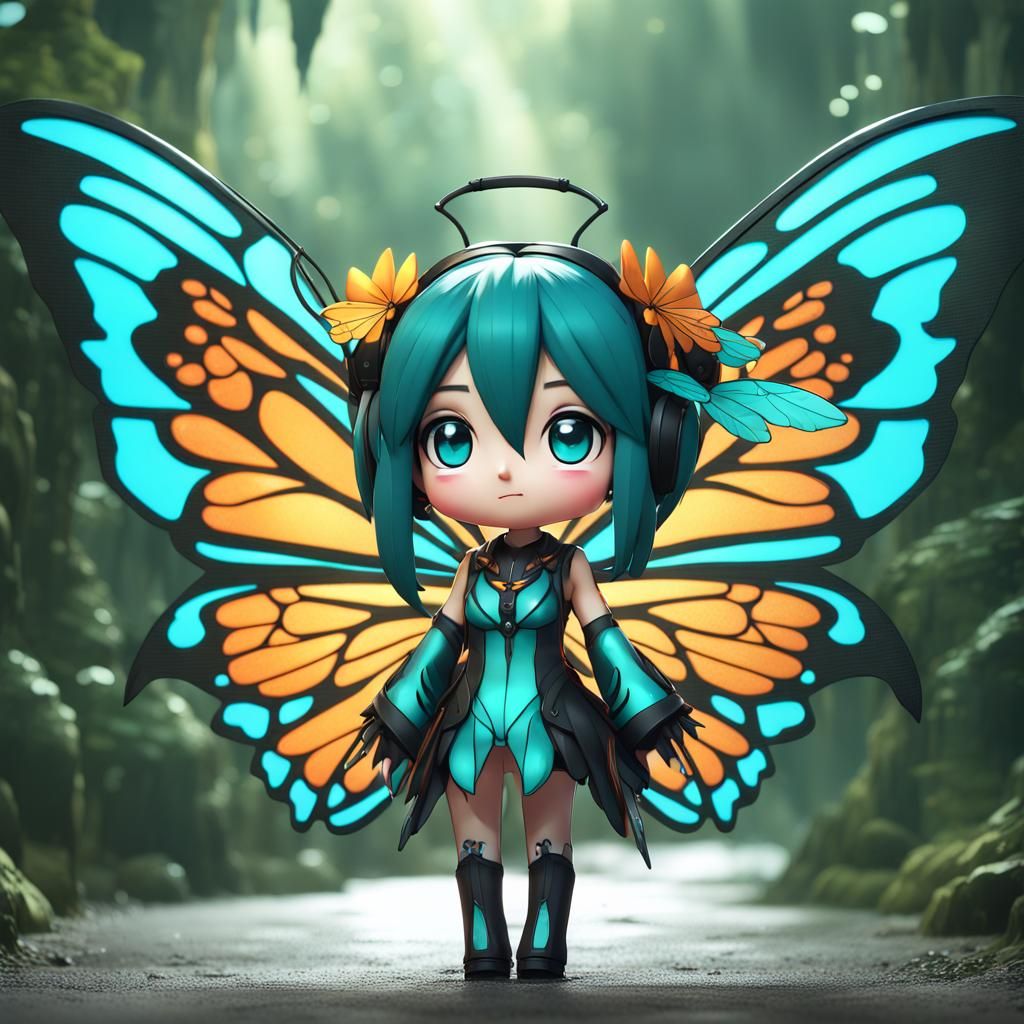 Chibi Character with Butterfly Wings, Digital Art