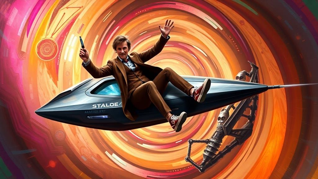 TARDIS and Tenth Doctor in Time Vortex