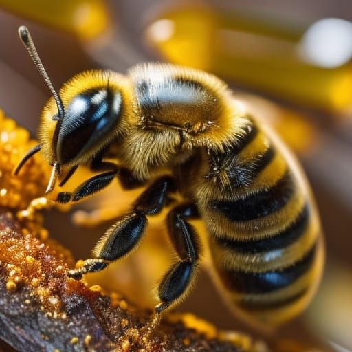 Gemstone Amber Honey Bee Fossil