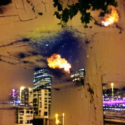 Petrol Bomb Explosion Against Night Sky