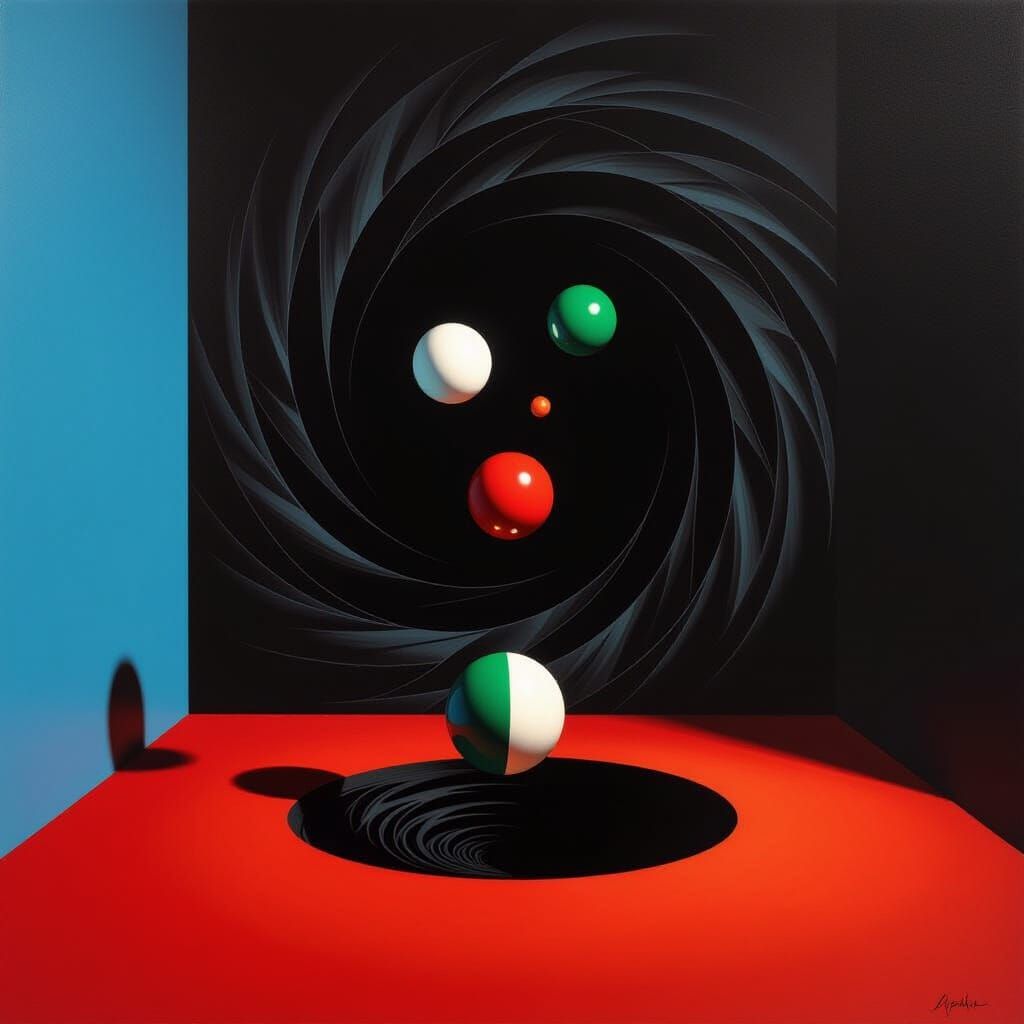 Surreal Baroque Wormhole with Falling Balls