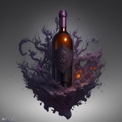 Luxury Wine Bottle in Detailed Matte Painting Style