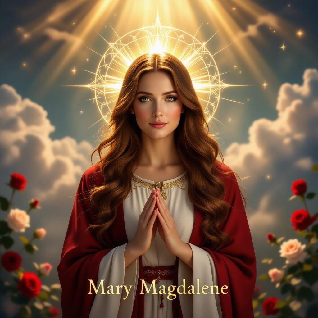 Ethereal Mary Magdalene Illuminated by Divine Light