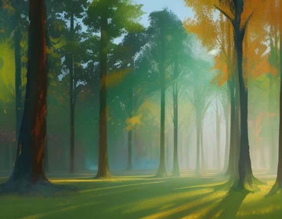 Park der Sinne: Art Deco Gouache Painting