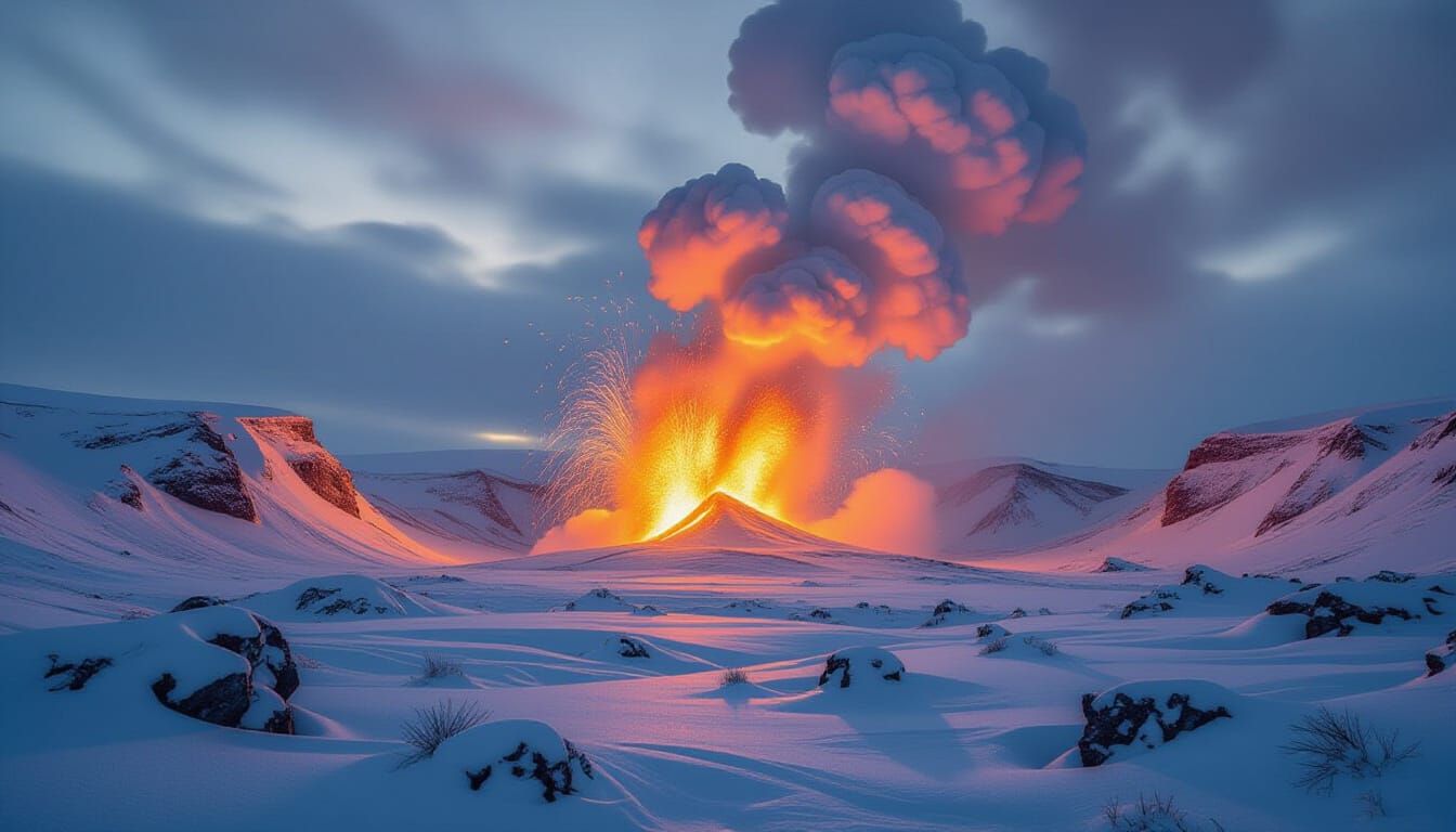 Fagradalsfjall Volcano Erupting in Iceland's Winter