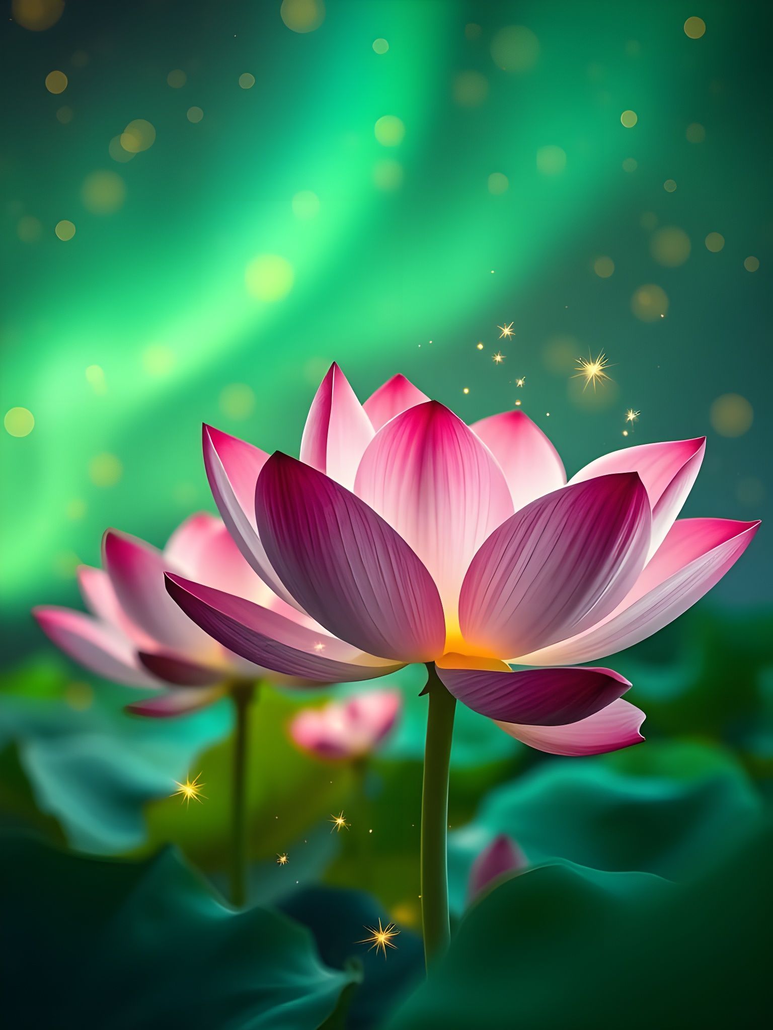 Aurora Lotus Blooms in Celestial Splendor