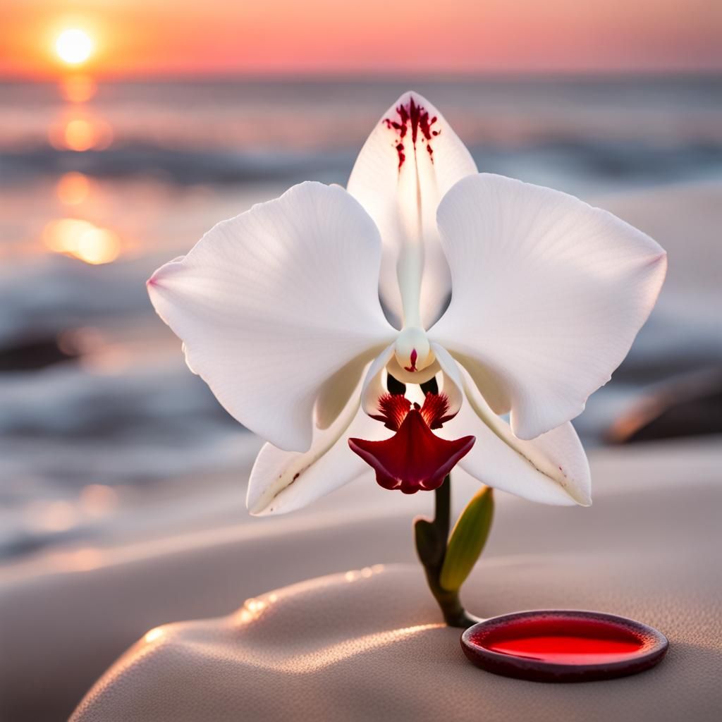 Blood-Stained Orchid Washed Ashore at Sunset