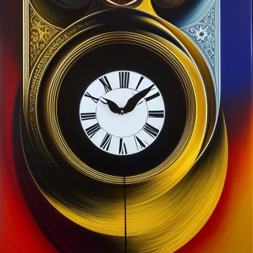 Psychedelic Fractal Clock-Face Portrait in Hyperrealism Styl...