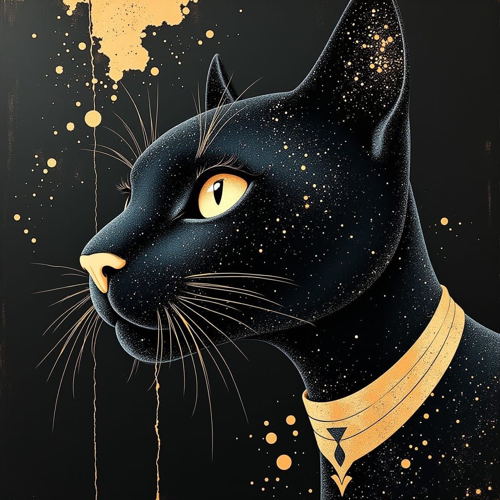 Glamorous Exotic Black Panther with Jeweled Collar