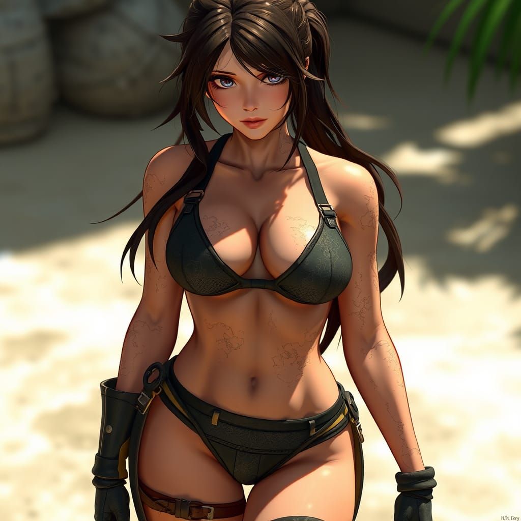 Lara Croft in Bikini: Anime-Inspired 3D Art