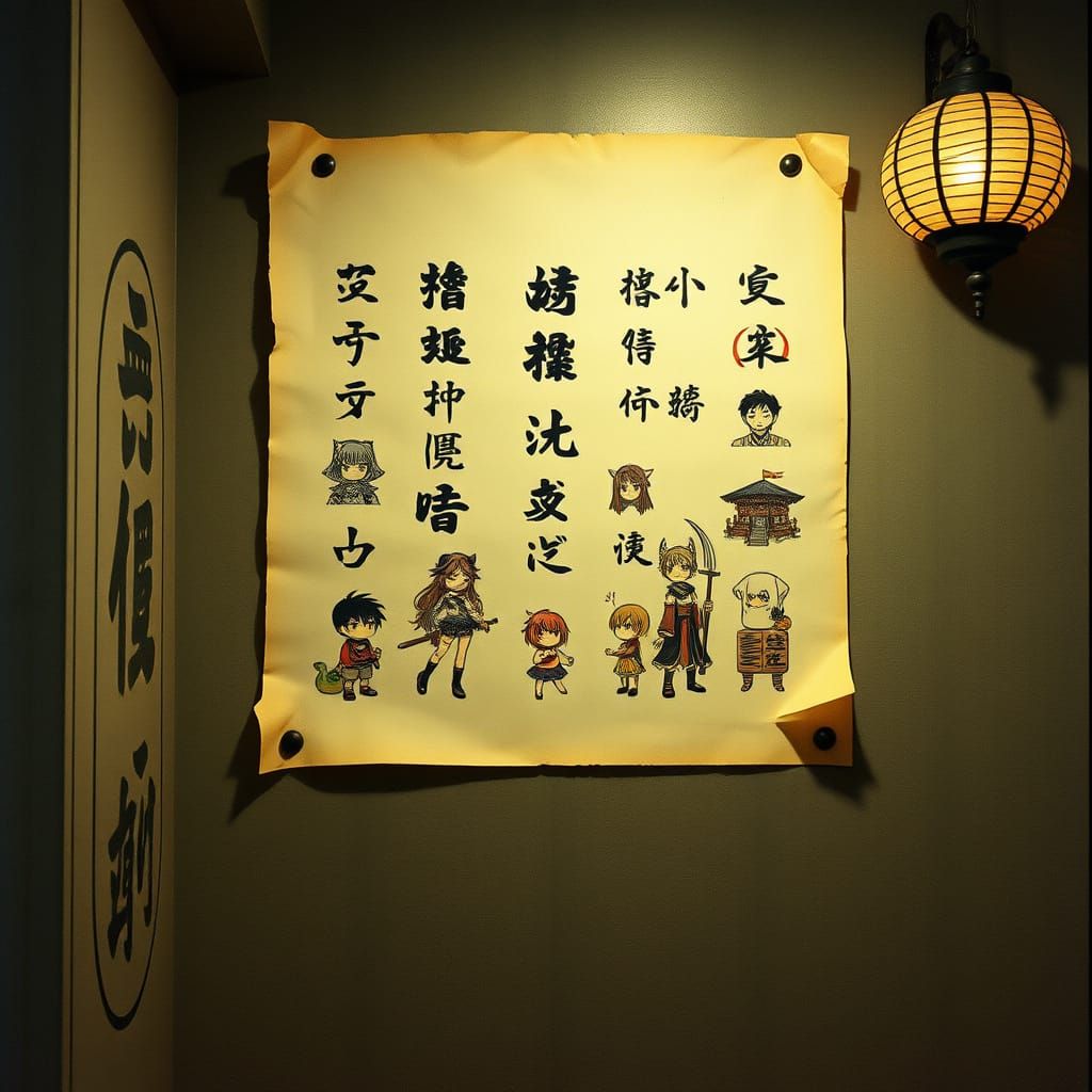 Anime Fantasy Tattoo Characters on Rice Paper