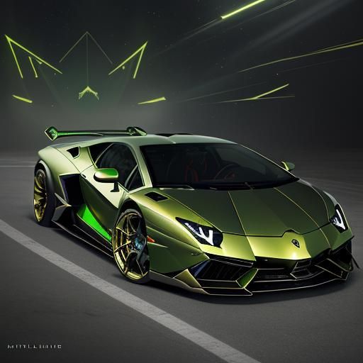 Green Lamborghini Sterrato with Gold Accents, Matte Painting