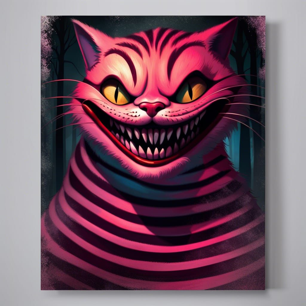 Menacing Cheshire Cat in a Tim Burton Style