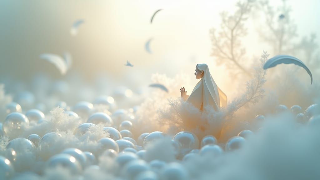 Ethereal Shadow Figure Emerges from Origami Paper