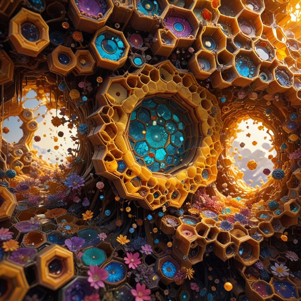 Realistic Anime Honeycomb Structure with Fractal Perfection