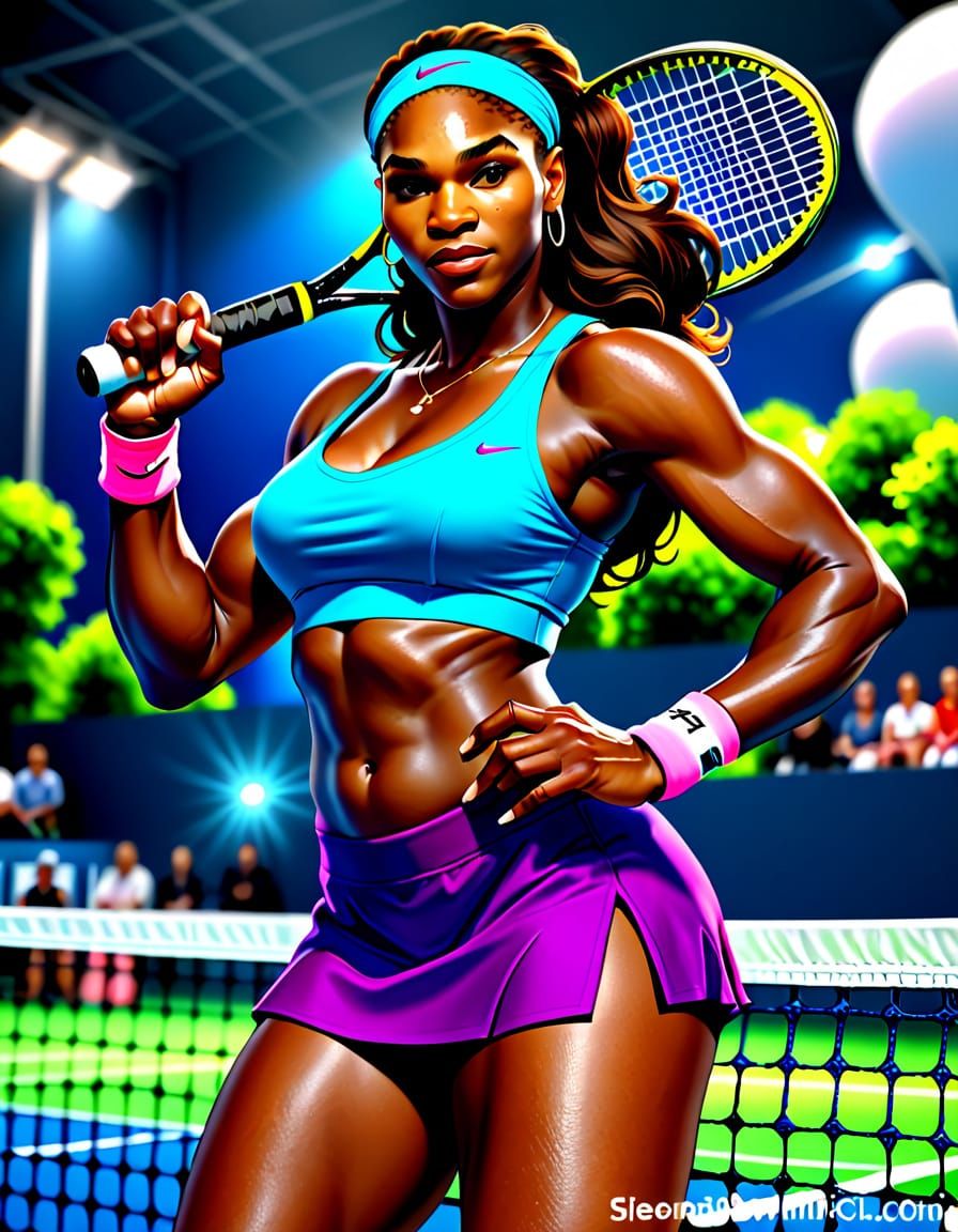 Serena Williams Posing in Vibrant Studio Lighting