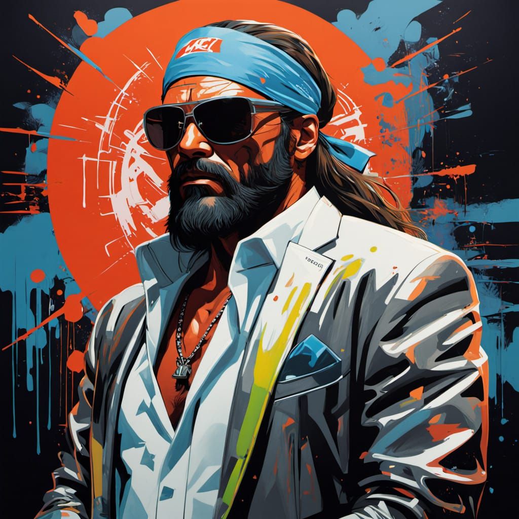 Randy Savage in Neon-Lit Graffiti Battle