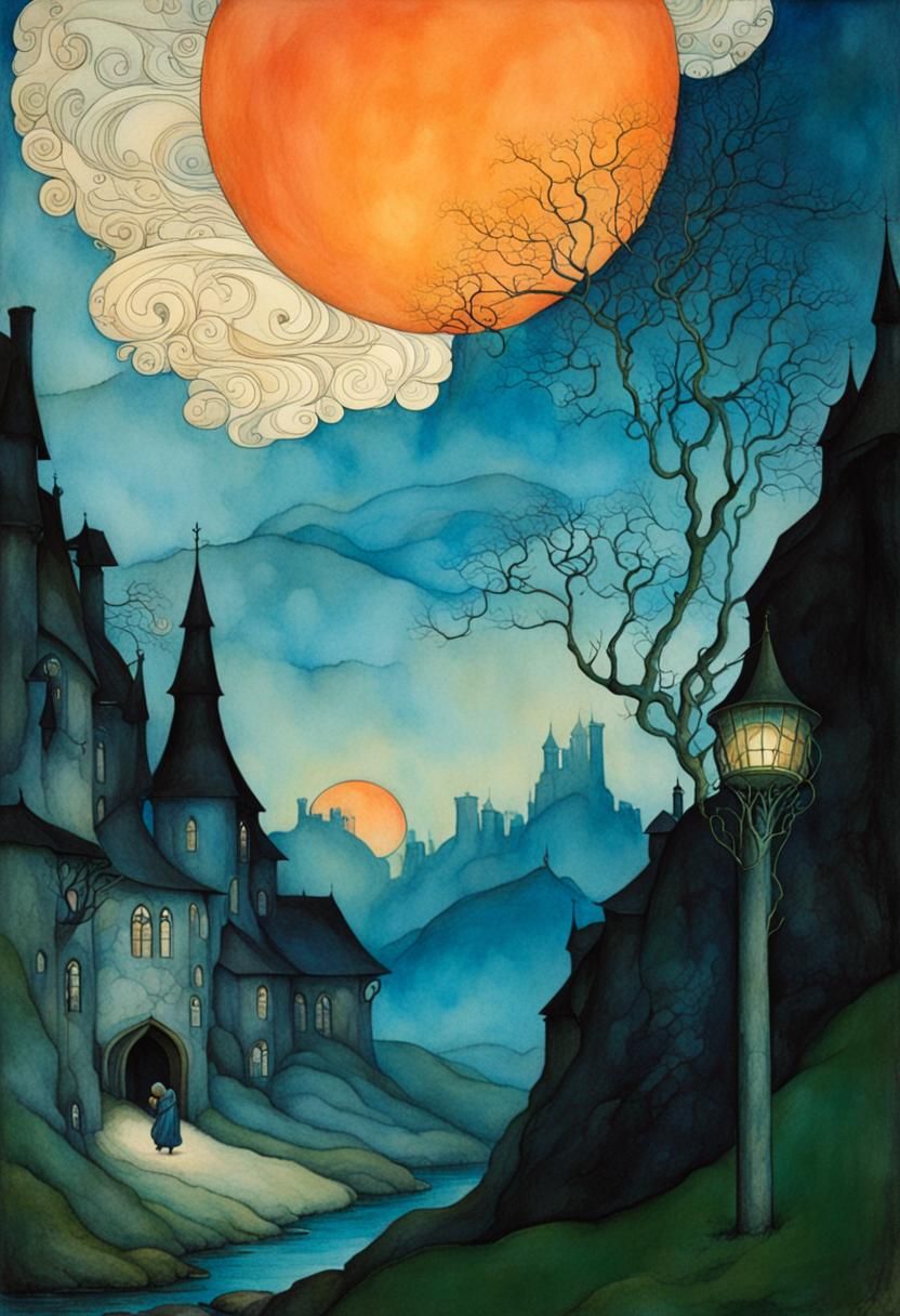 Whimsical Woodland Scene in Watercolor