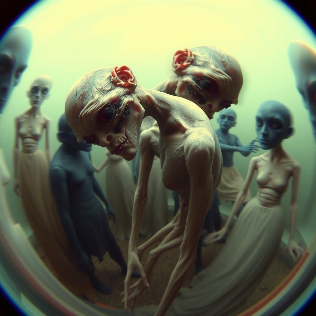 Grotesque Humanoid Figure in Dreamlike Surrealism