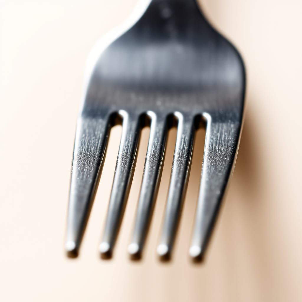 Macro View Of An Upside-Down Stainless Steel Fork