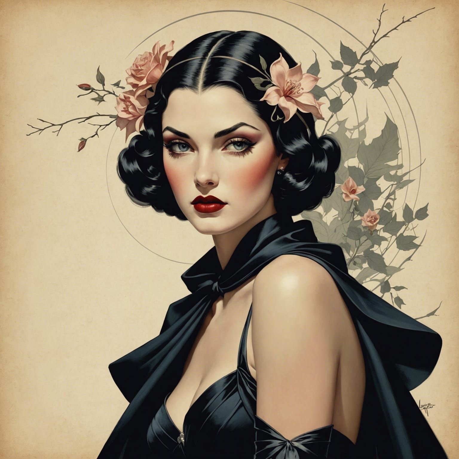 Grimdark Pin-Up in Vargas Style