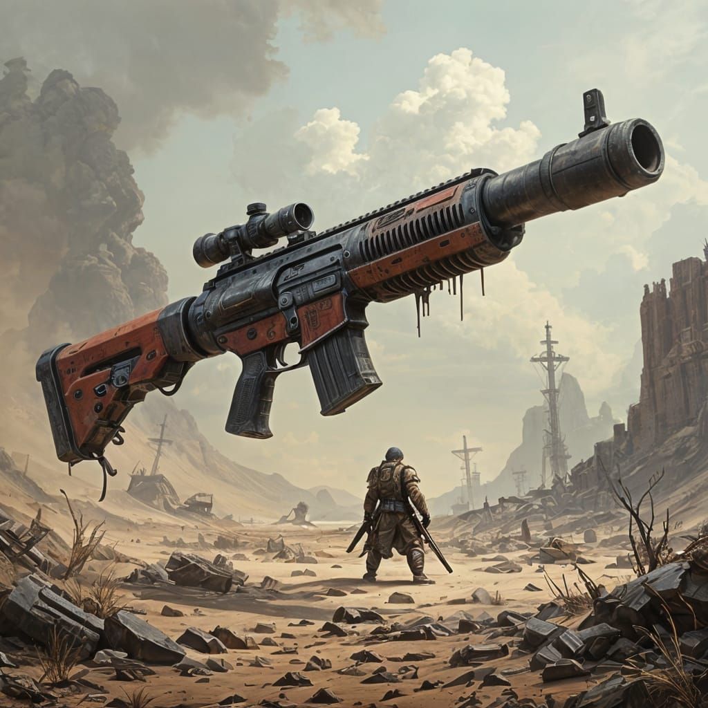 Fallout 2 Plasma Rifle in Frazetta Style