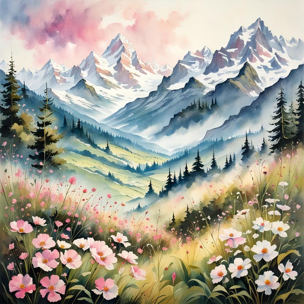 Alpine Meadow at Dawn: Bernese Oberland