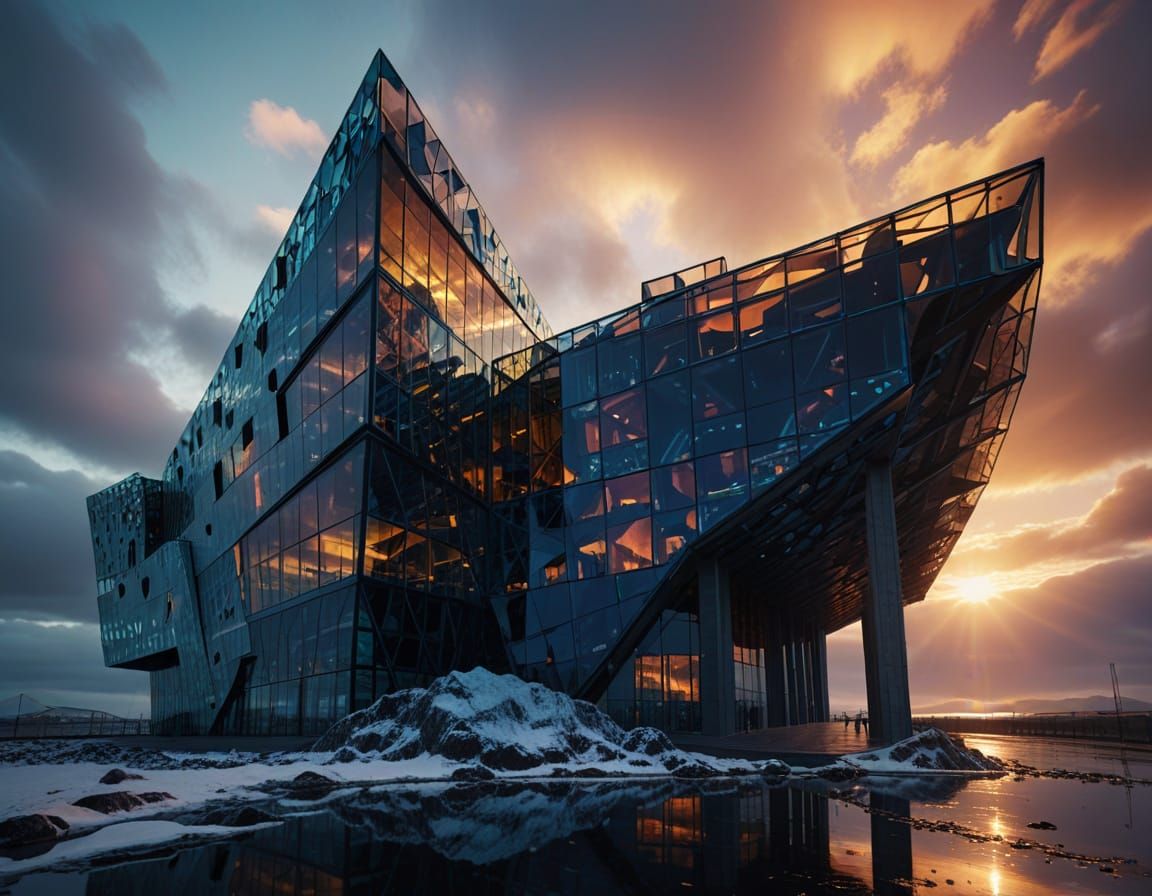 Epic Reykjavik Cityscape at Dusk, in Hyperrealistic Digital ...