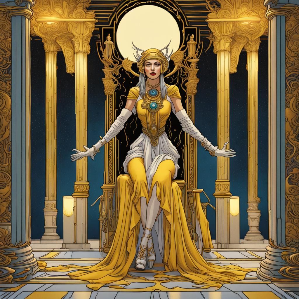High Priestess Tarot Card in Art Deco Style