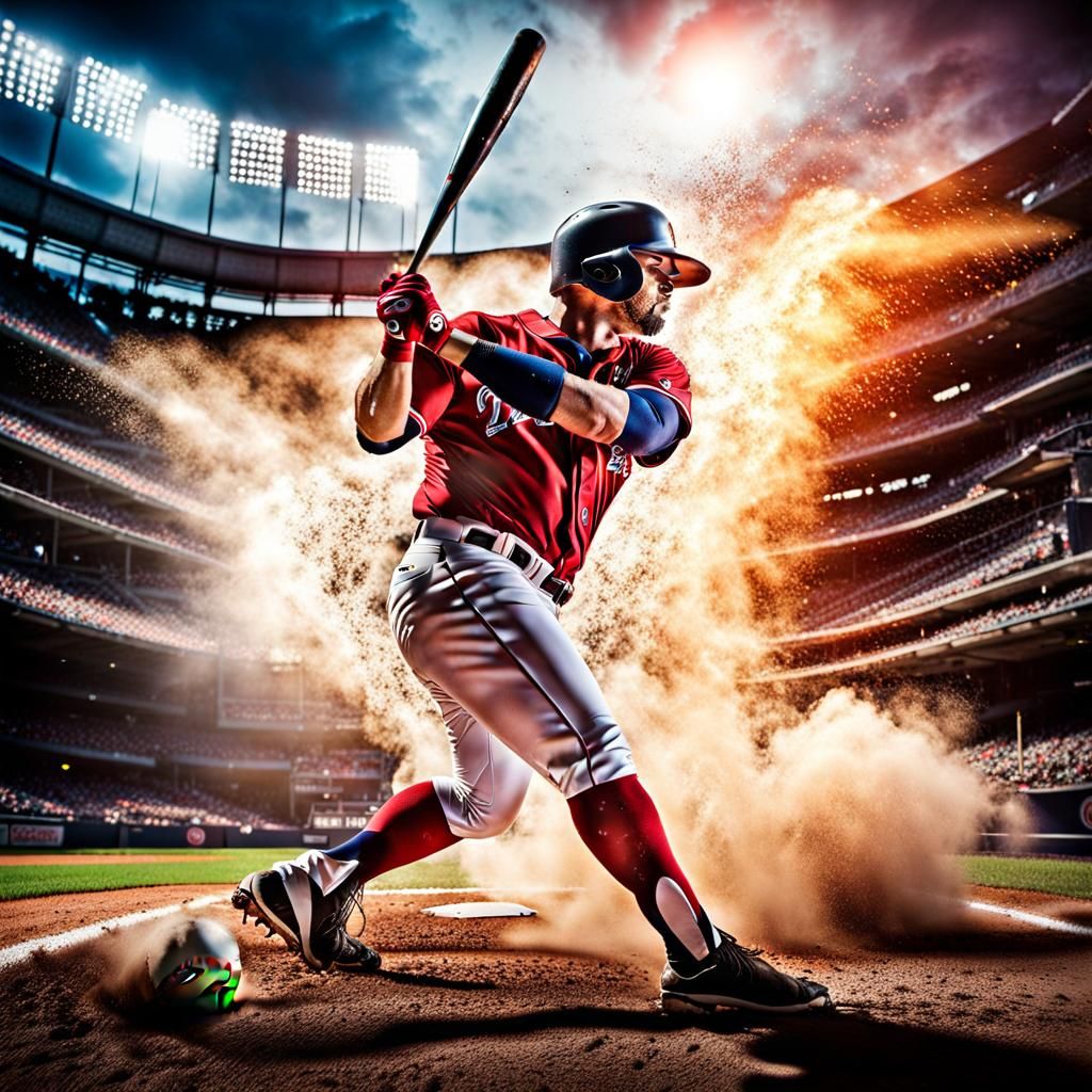 Intense Baseball Home Run Action Shot