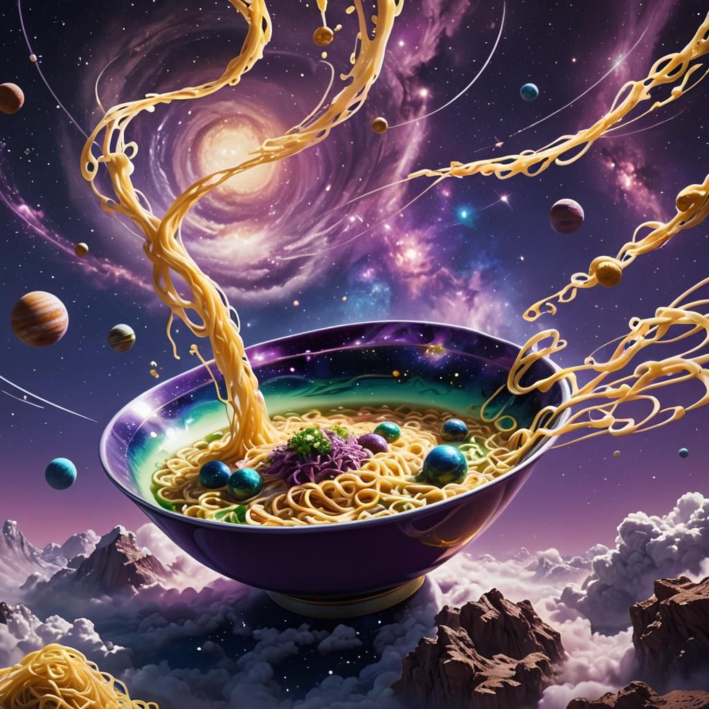 Cosmic Noodles: A Sci-Fi Matte Painting