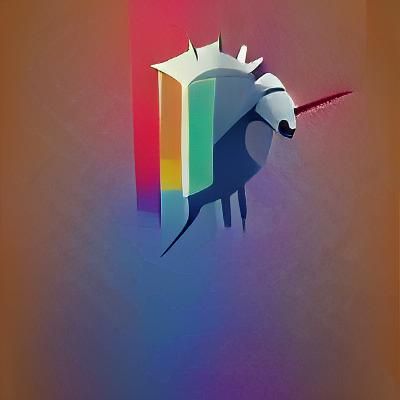 Rainbow Unicorn in 1970s Sci-Fi Style