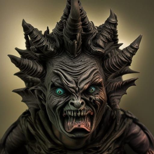 Gothic Marble Goblin Sculpture with Epic Lighting