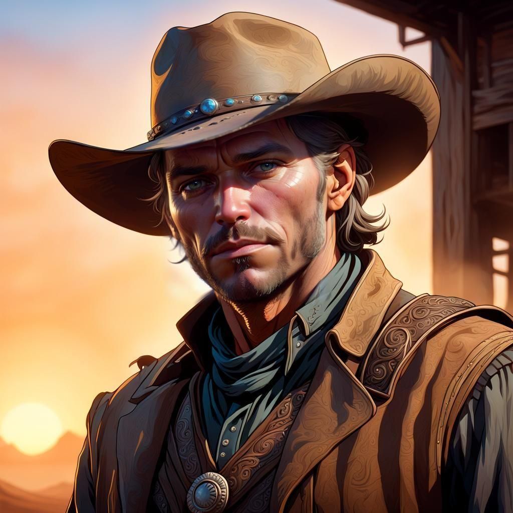 Cowboy Portrait in Western Film Style