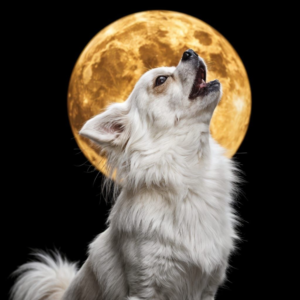 Chihuahua Howling at Golden Moon on Halloween Night