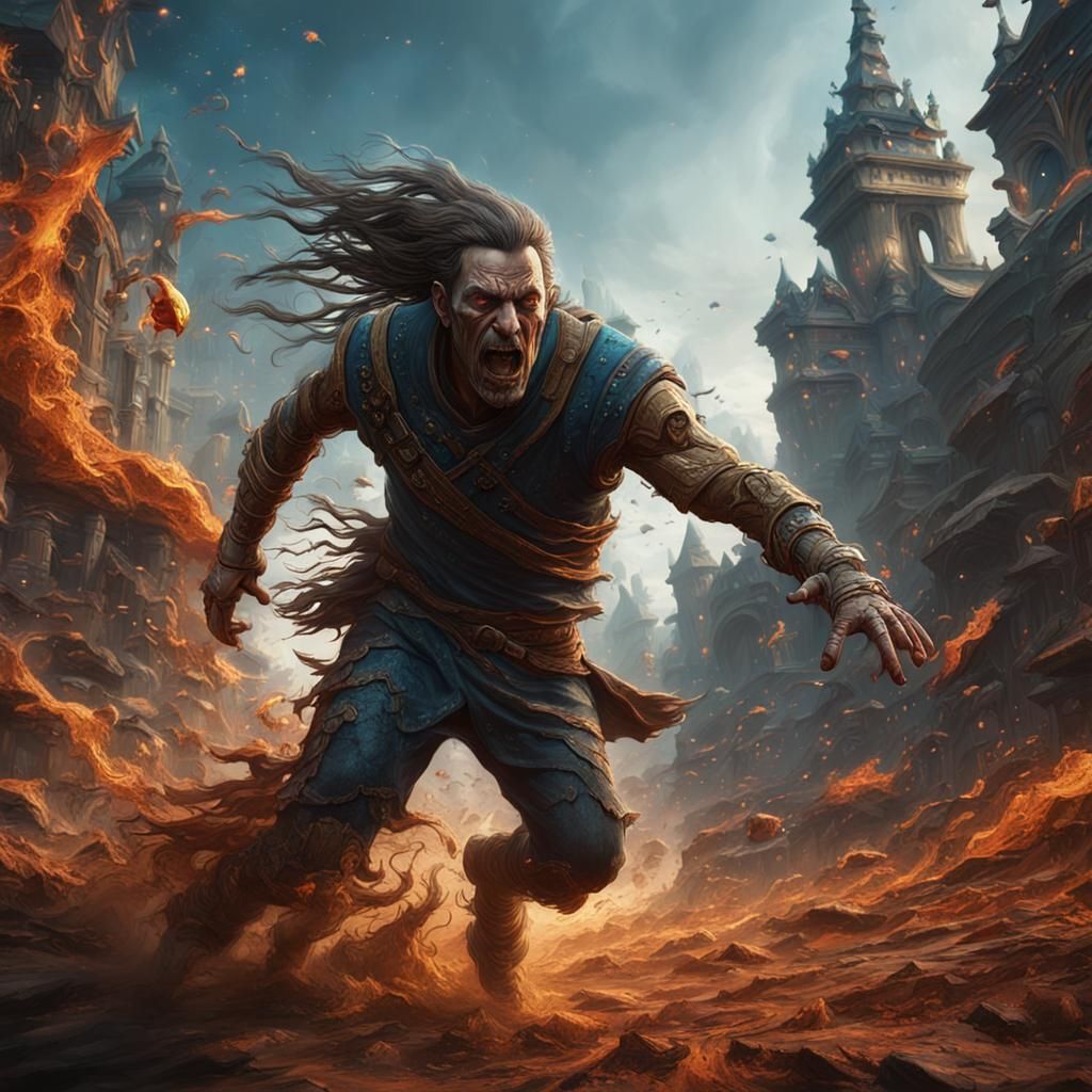 Man Running from Pain: Fantasy Concept Art