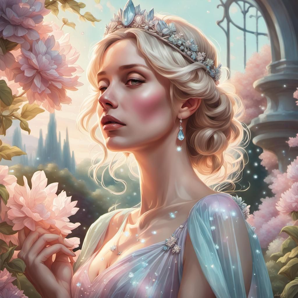 Pastel Garden Portrait in Artgerm Style