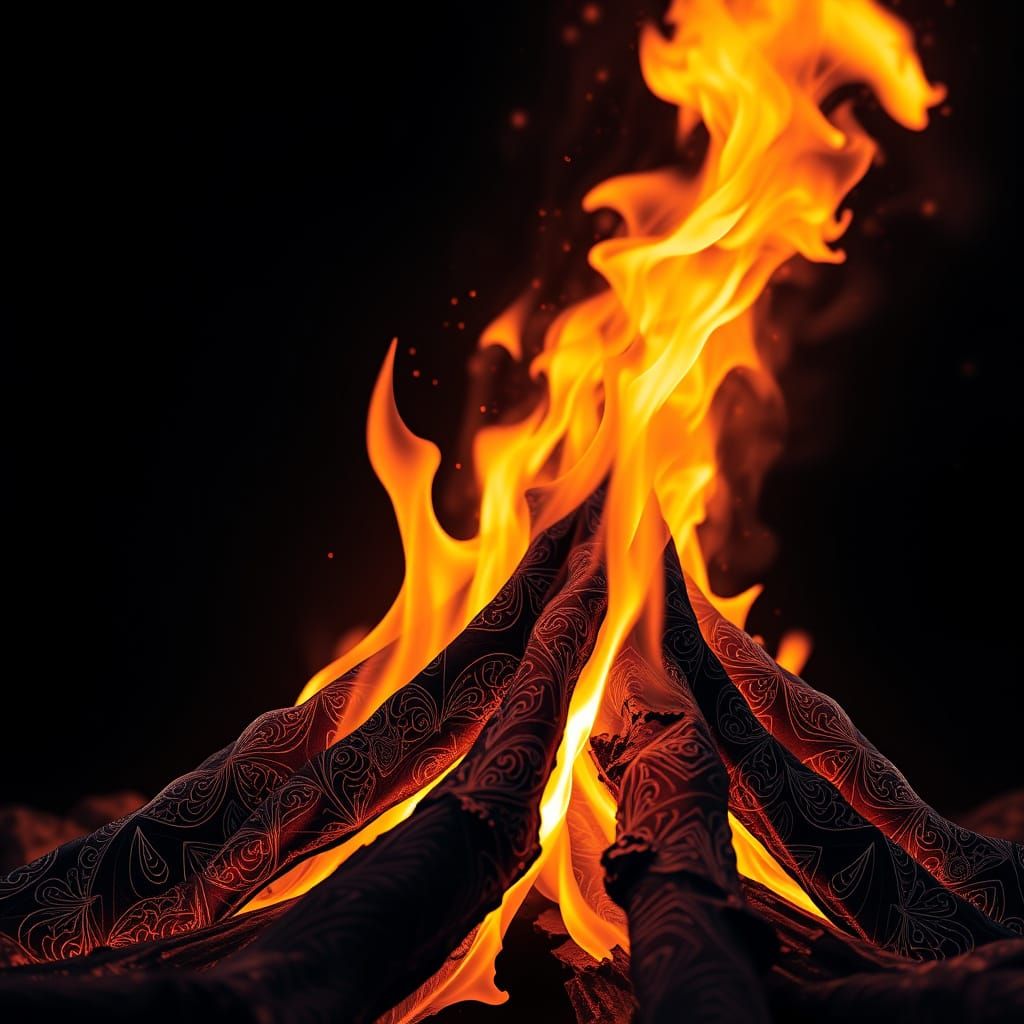 Bonfires at Night with Rainbow Flecks