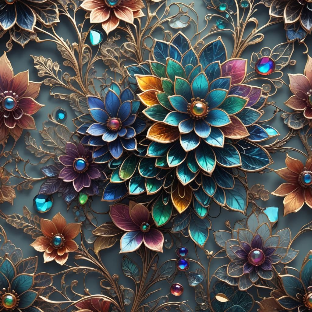 Holographic Lace Glass Flower in Detailed Matte Painting