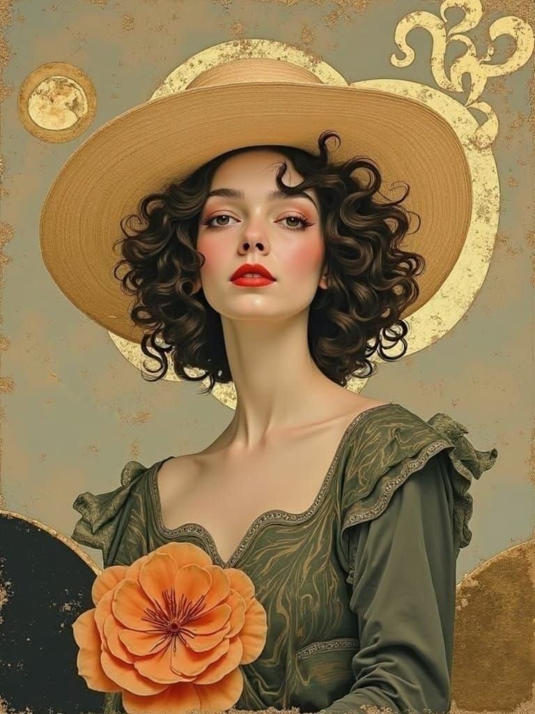 Art Deco Woman with Swirling Hair