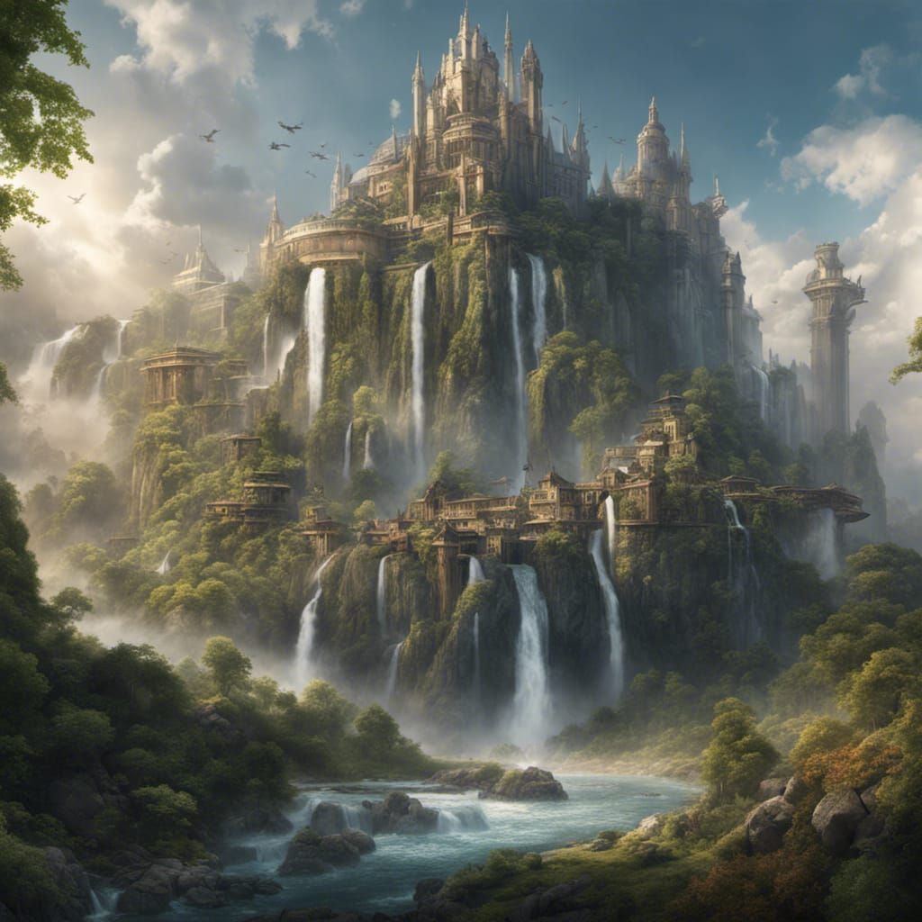 Rivendell's Waterfalls: A Digital Matte Painting