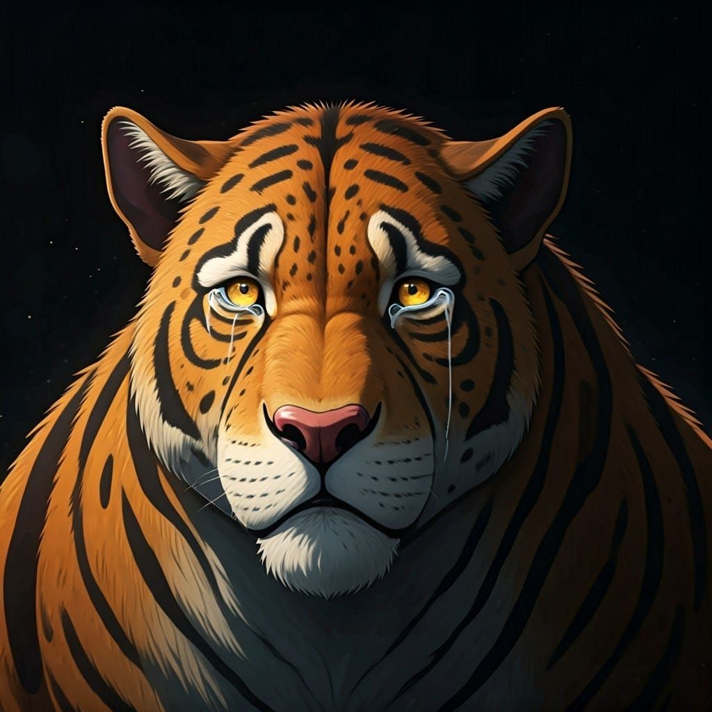 Crying Smilodon in Anime Style