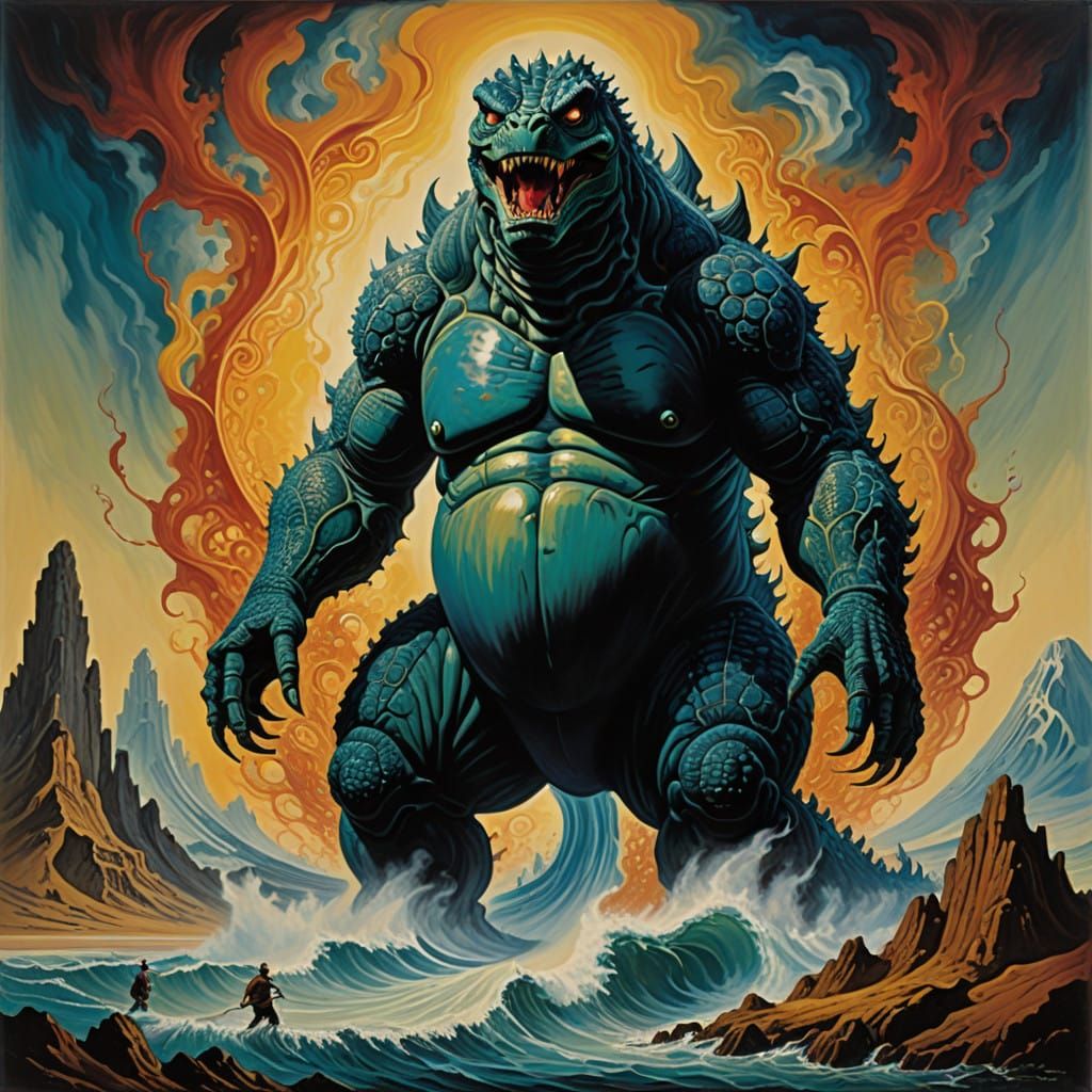 Godzilla in Dreamlike, Surrealistic Abstraction