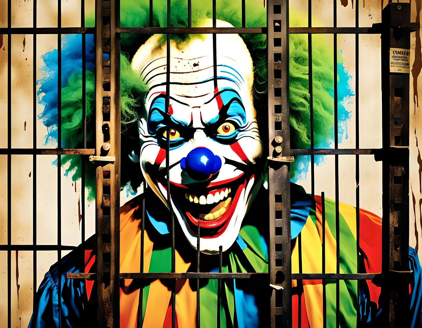 Crazy Clown Wanted Poster in Vintage Style