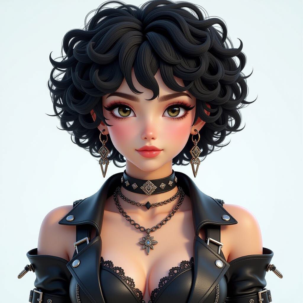 Gothic Anime Girl in Dynamic 3D Style